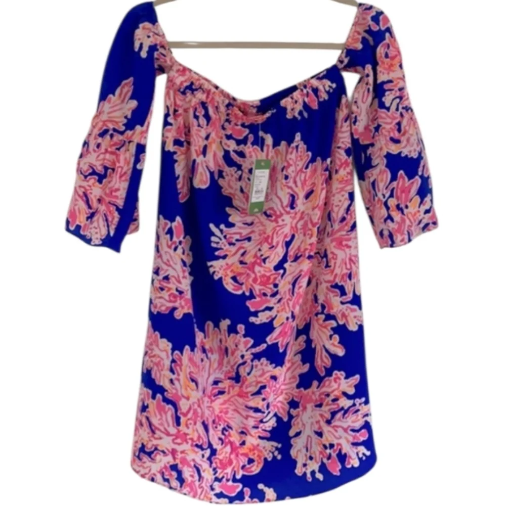 lilly pulitzer sanilla silk dress Lilly Pulitzer Sanilla Silk Off the Shoulder Spring Floral Dress NEW  clearitwm.com